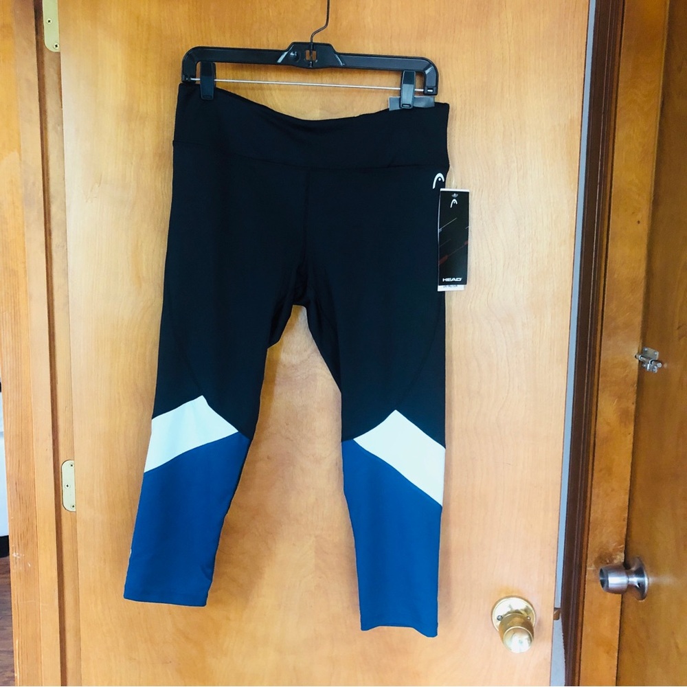 NWT: HEAD Black and Blue Colorblock Capri Leggings